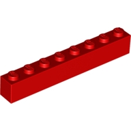 Lego kostka (kostička) 1x8, červená (300821)